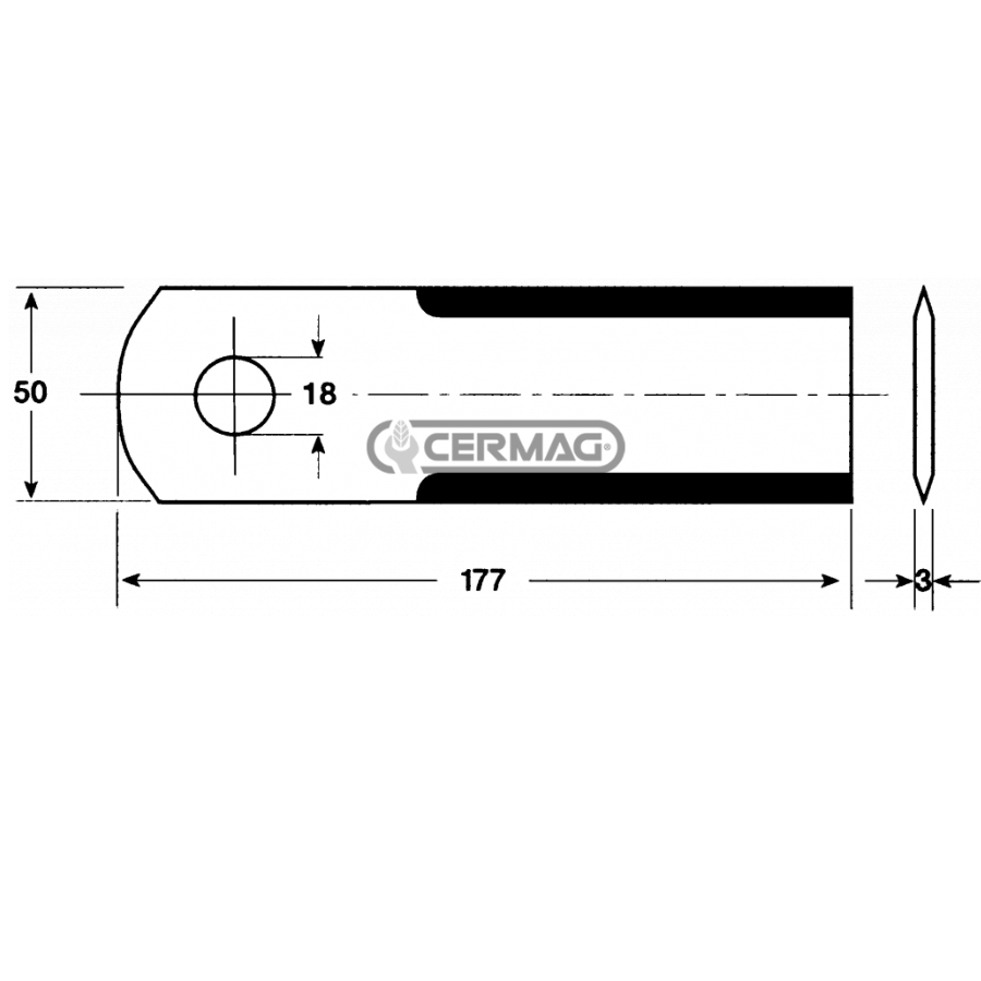 Nož sečke 177x50x3 d.18
